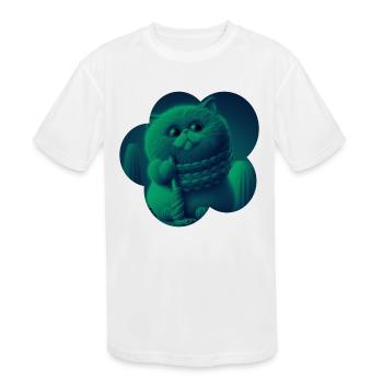 Funny and Cute Cat with a Ball of Wool - Kids' Moisture Wicking Performance T-Shirt - white - Front