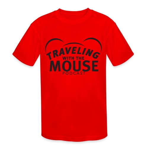 TravelingWithTheMouse logo transparent blk LG Crop - Kids' Moisture Wicking Performance T-Shirt