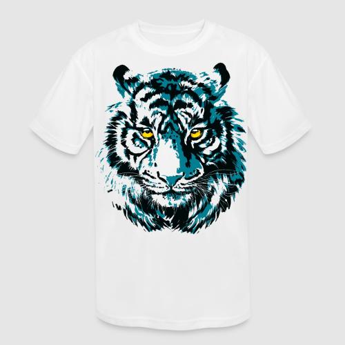 Colorful Turquoise Tiger Head Portrait Drawing - Kids' Moisture Wicking Performance T-Shirt