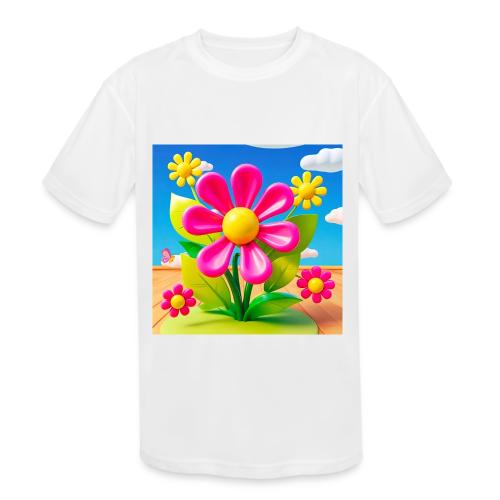 Pink Floral Peace | Sky & Nature Design - Kids' Moisture Wicking Performance T-Shirt