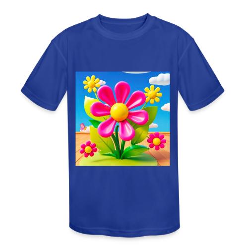 Pink Floral Peace | Sky & Nature Design - Kids' Moisture Wicking Performance T-Shirt