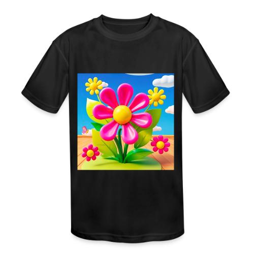 Pink Floral Peace | Sky & Nature Design - Kids' Moisture Wicking Performance T-Shirt