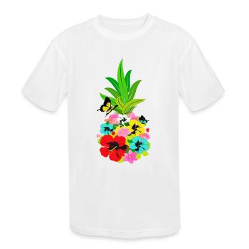 Pineapple Flowers Flower Fruit Fruits - Kids' Moisture Wicking Performance T-Shirt - white - Front
