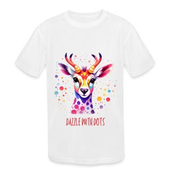 Colorful Dotty Deer Design - Kids' Moisture Wicking Performance T-Shirt - white - Front