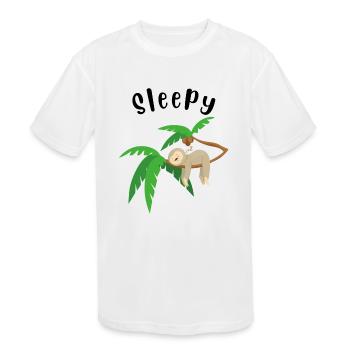 Cute Slogan Sleepy Sloth SLOT Hitude - Kids' Moisture Wicking Performance T-Shirt - white - Front