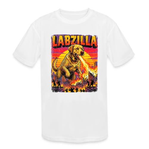 Labzilla Giant Yellow Labrador Monster Tee - Kids' Moisture Wicking Performance T-Shirt