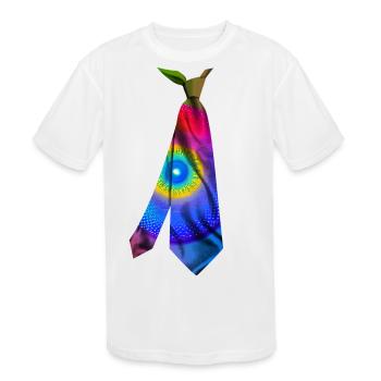 printed necktie t-shirt fractal illustration - Kids' Moisture Wicking Performance T-Shirt - white - Front
