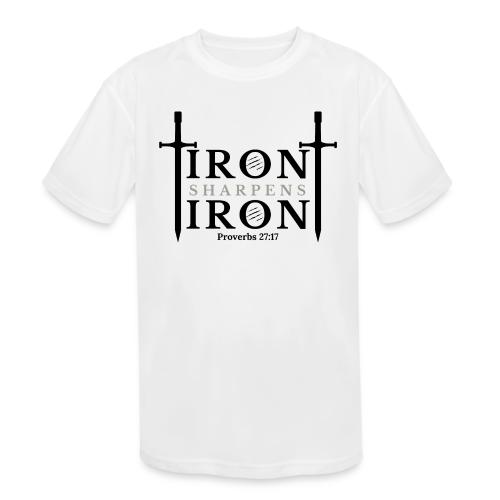 Iron Sharpens Iron - Proverbs 27:17 (Black & Grey) - Kids' Moisture Wicking Performance T-Shirt