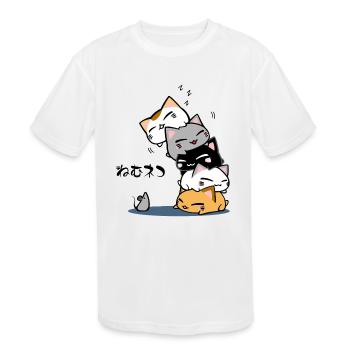 Neko Uh oh Cute Cat - Kids' Moisture Wicking Performance T-Shirt - white - Front