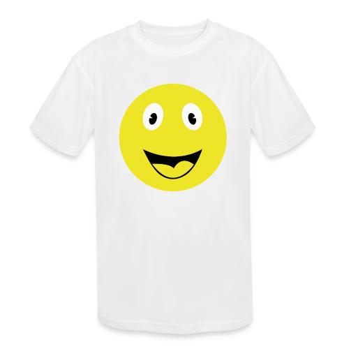 Yellow Happy Face Print - Kids' Moisture Wicking Performance T-Shirt