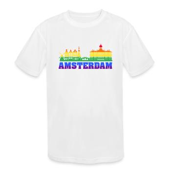 Gay pride Amsterdam logo - Kids' Moisture Wicking Performance T-Shirt - white - Front