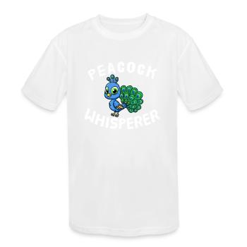Funny Peacock Lover Peacock Whisperer - Kids' Moisture Wicking Performance T-Shirt - white - Front