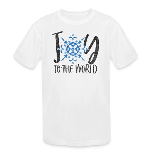 Coastal Christmas Joy to the World Snowflake - Kids' Moisture Wicking Performance T-Shirt