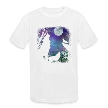 Three howling wolf in moon - Kids' Moisture Wicking Performance T-Shirt - white - Front