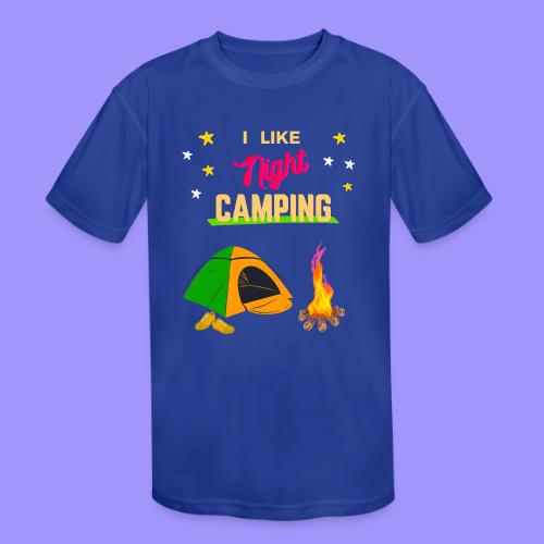 Night Camping - Tent and Campfire - Kids' Moisture Wicking Performance T-Shirt
