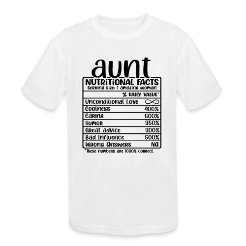 Aunt Nutrional Facts - Kids' Moisture Wicking Performance T-Shirt
