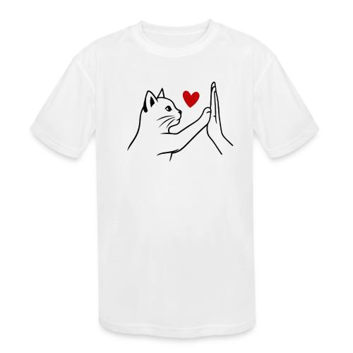 Cat Lover High-Five T-Shirt - Kids' Moisture Wicking Performance T-Shirt