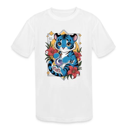 Mystic Blue Tiger Anime Potion Design – Cute tiger - Kids' Moisture Wicking Performance T-Shirt