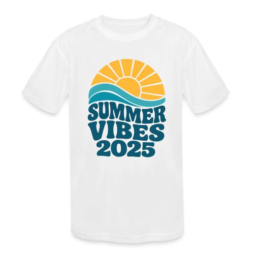 Summer Vibes 2025 Retro Sunset T-Shirt | Fun Beach - Kids' Moisture Wicking Performance T-Shirt
