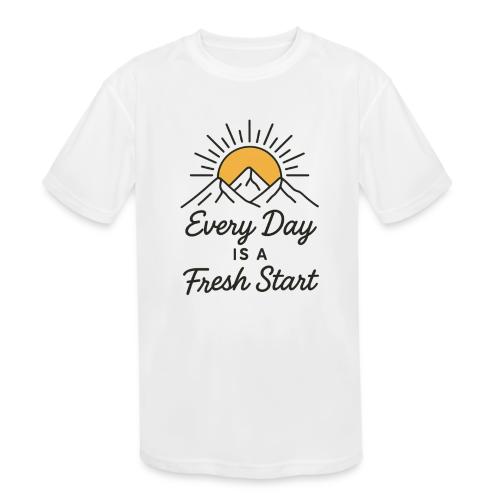 Inspirational Mountain Sunrise Motif - Kids' Moisture Wicking Performance T-Shirt