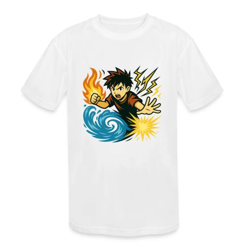 Anime Elemental Warriors | Fire, Water, Lightning - Kids' Moisture Wicking Performance T-Shirt