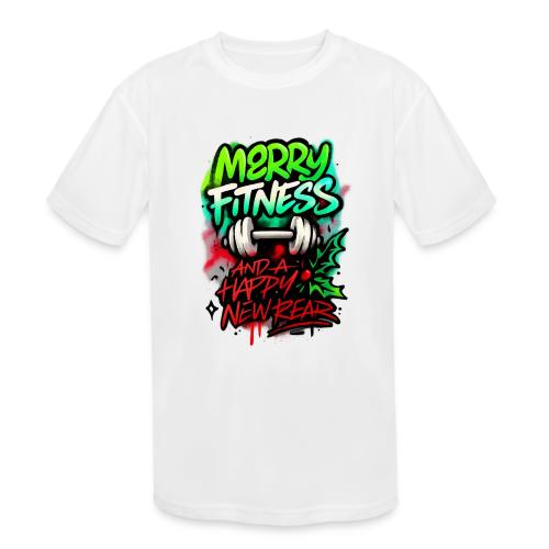 Merry Fitness Christmas Gym Humor - Kids' Moisture Wicking Performance T-Shirt
