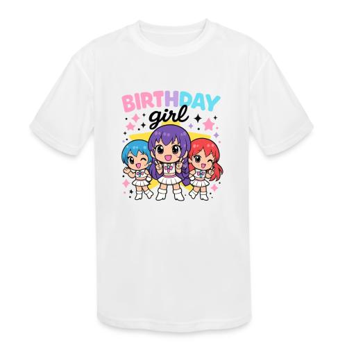 Cute Chibi Birthday Idol Girls - Kids' Moisture Wicking Performance T-Shirt