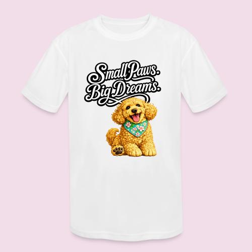 Small Paws Big Dreams Goldendoodle Puppy - Kids' Moisture Wicking Performance T-Shirt