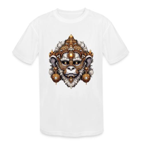Color Detailed Hanuman Design - Kids' Moisture Wicking Performance T-Shirt