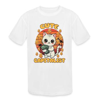 Cute Capitalist | by Asarteon - Kids' Moisture Wicking Performance T-Shirt - white - Front