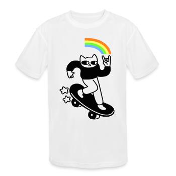Coolest Cat - Kids' Moisture Wicking Performance T-Shirt - white - Front