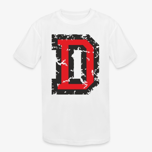 Letter D (Distressed Black/Red) - Kids' Moisture Wicking Performance T-Shirt