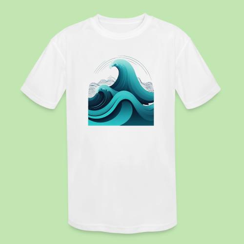 Dynamic Ocean Wave Illustration - Kids' Moisture Wicking Performance T-Shirt