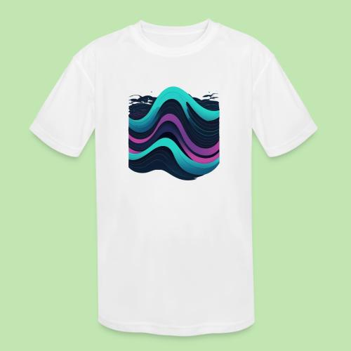 Abstract Wavy Ocean Pattern - Kids' Moisture Wicking Performance T-Shirt