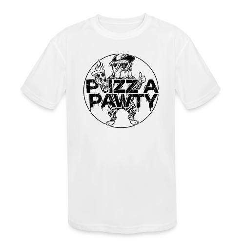 Pizza Pawty Bulldog T-Shirt | Funny Dog Pizza Tee - Kids' Moisture Wicking Performance T-Shirt