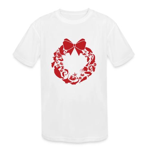 Christmas Season Wreath, Red - Kids' Moisture Wicking Performance T-Shirt