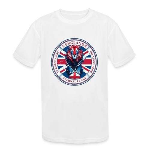 England Lion Emblem T Shirt, Flag Pride Gift - Kids' Moisture Wicking Performance T-Shirt