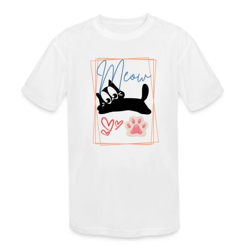 Meow Cat Paw Cute Kitty Lover Design - Kids' Moisture Wicking Performance T-Shirt