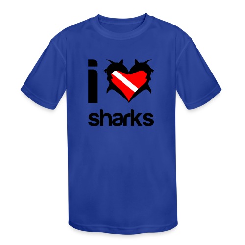I Love Sharks - Kids' Moisture Wicking Performance T-Shirt