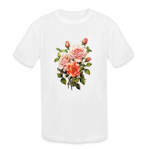Pink Roses - Kids' Moisture Wicking Performance T-Shirt