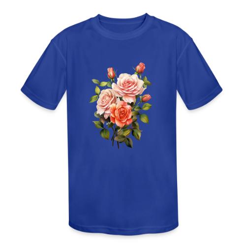 Pink Roses - Kids' Moisture Wicking Performance T-Shirt