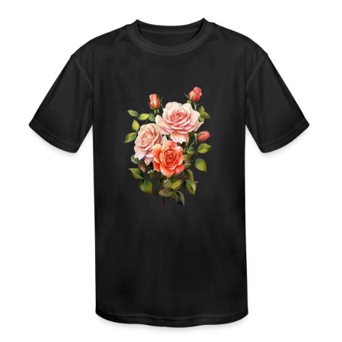 Pink Roses - Kids' Moisture Wicking Performance T-Shirt