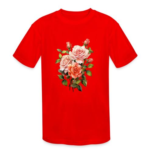Pink Roses - Kids' Moisture Wicking Performance T-Shirt