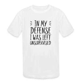 In my defense Quotes - Kids' Moisture Wicking Performance T-Shirt - white - Front
