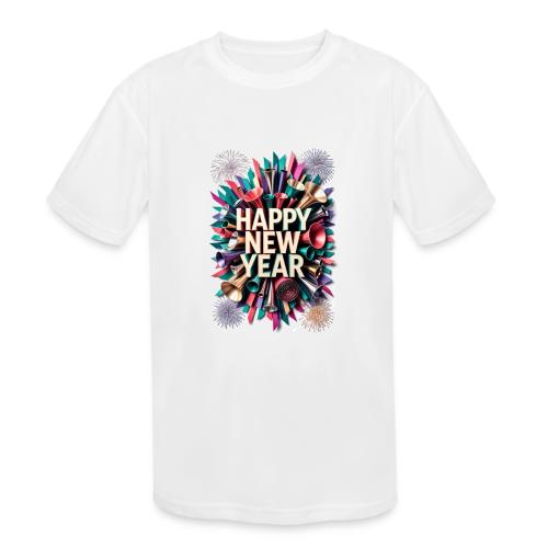New Year's Party Horn T-Shirt - Kids' Moisture Wicking Performance T-Shirt
