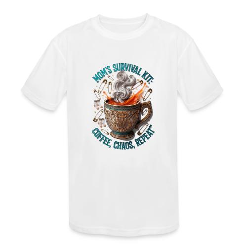 Mom's Survival Kit Tee | Coffee Chaos - Kids' Moisture Wicking Performance T-Shirt