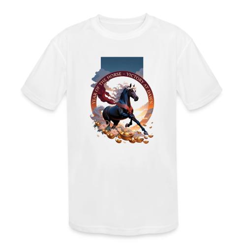 Year of the Horse Dawn T Shirt,Lunar New Year Gift - Kids' Moisture Wicking Performance T-Shirt