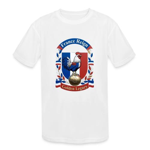France Rooster Reign T-Shirt, Tricolore Pride Gift - Kids' Moisture Wicking Performance T-Shirt