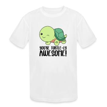 Winking Cute Turtle - You're turtle-ly awesome - Kids' Moisture Wicking Performance T-Shirt - white - Front