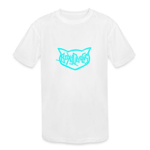 BoxyQueens Cat Logo. Original Logo (Blue) - Kids' Moisture Wicking Performance T-Shirt